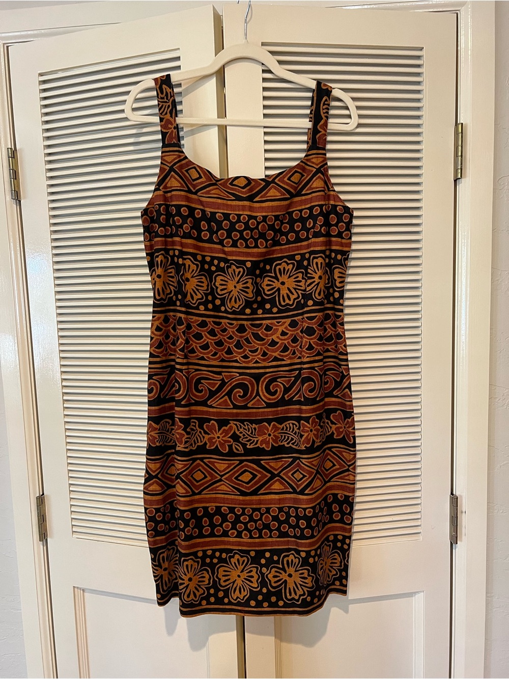Adrienne Vittadini Brown & Black Floral Geometric Sheath Dress